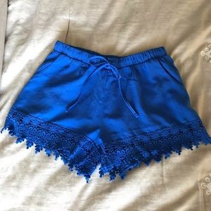 Blue lace shorts